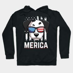 Merica Dalmatian Dog American Flag Patriotic 4th Of July Hoodie